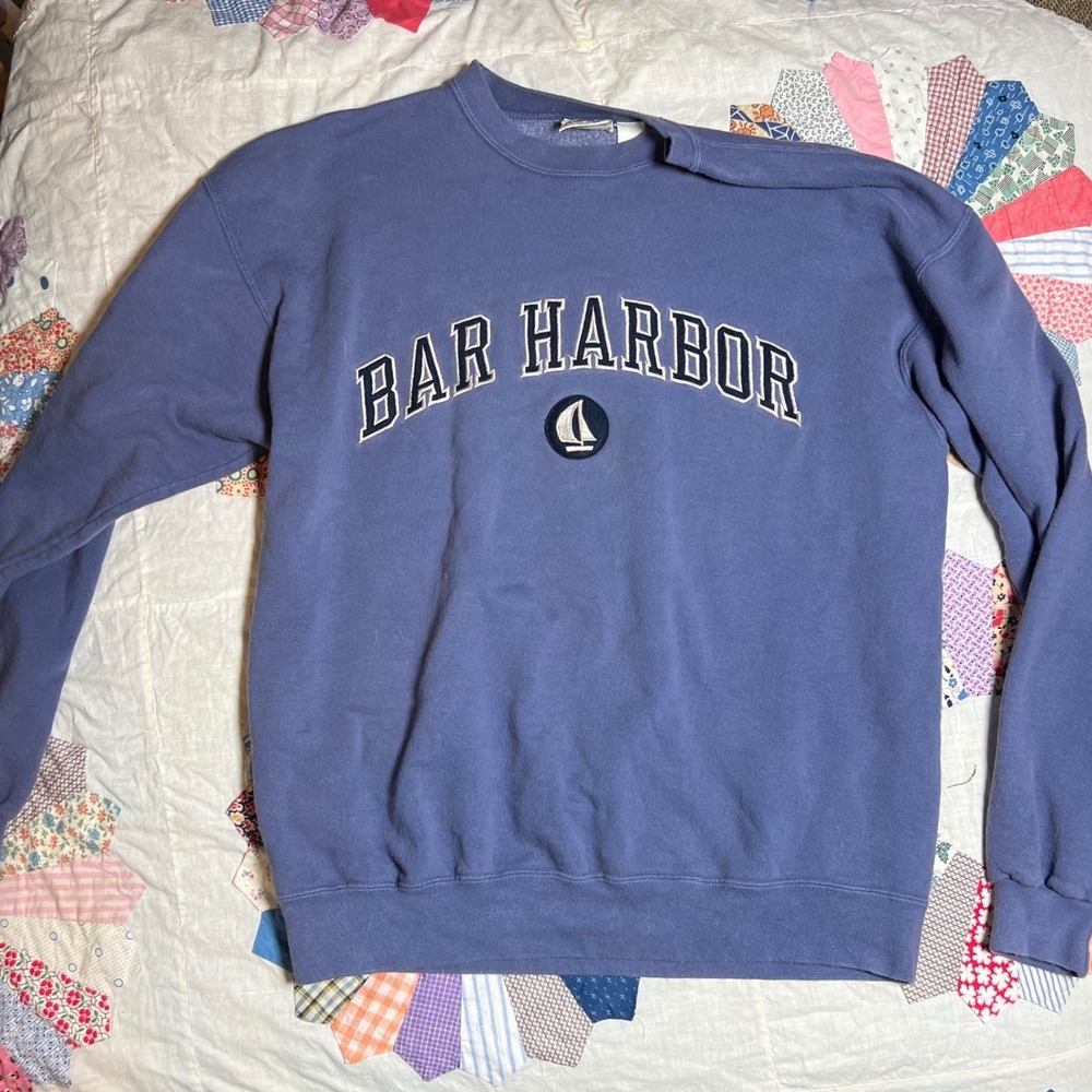 Oarsman 913 Bar Harbor Maine Sailboat Graphic Sweatshirt Blue Mens Medium